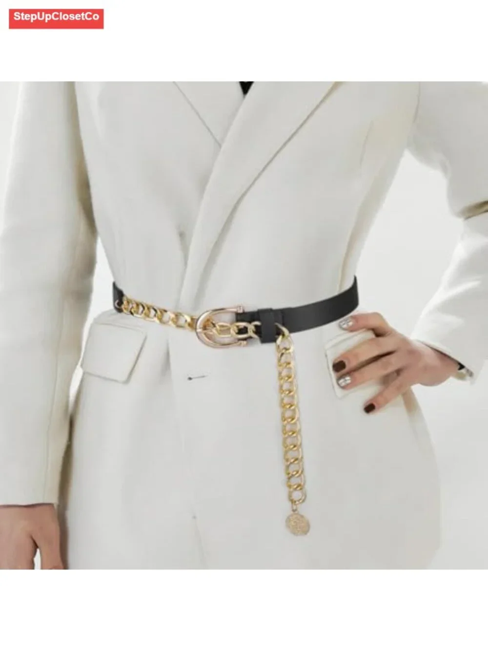 Chunky Waist Chain Belt PU Leather Belly Link S-4X